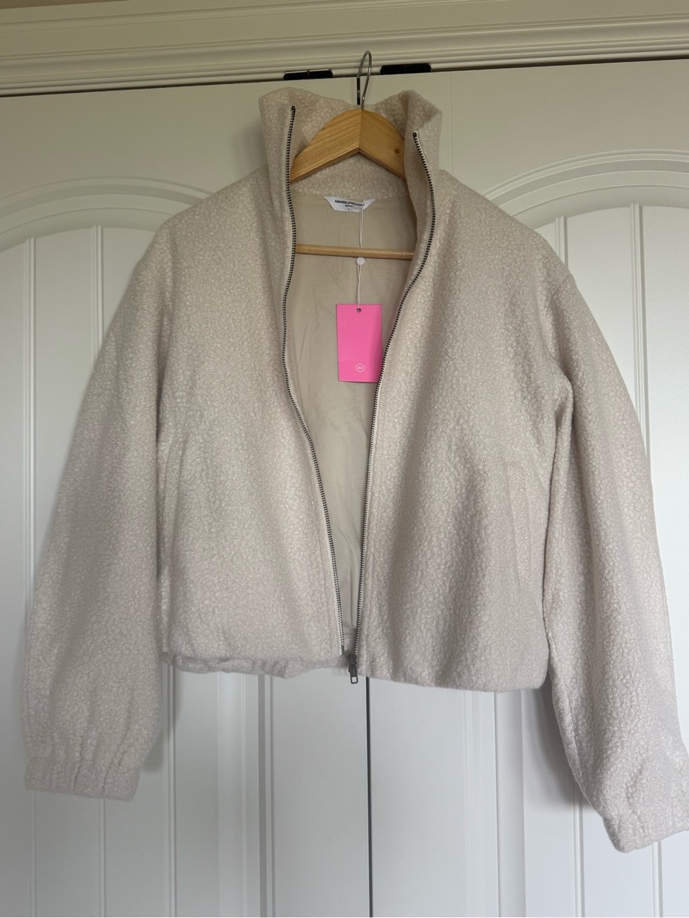 Amanda Uprichard Como Ivory Bouclé Bomber Jacket Small NWT